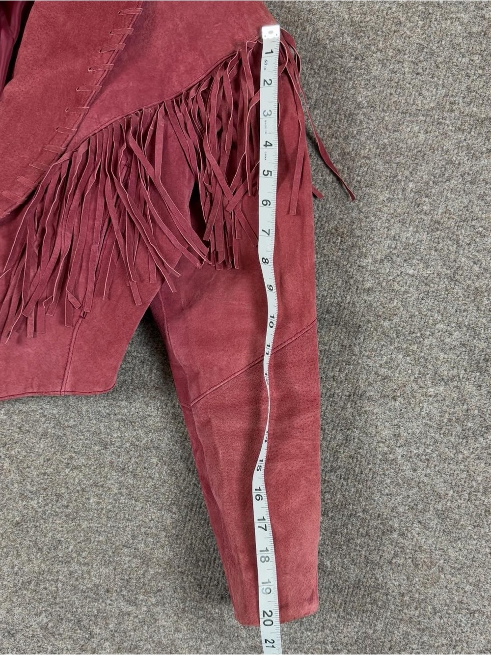 Vintage Red Suede Leather Cropped Fringe Jacket Women’s S Western Festival Boho - Picture 9 of 13